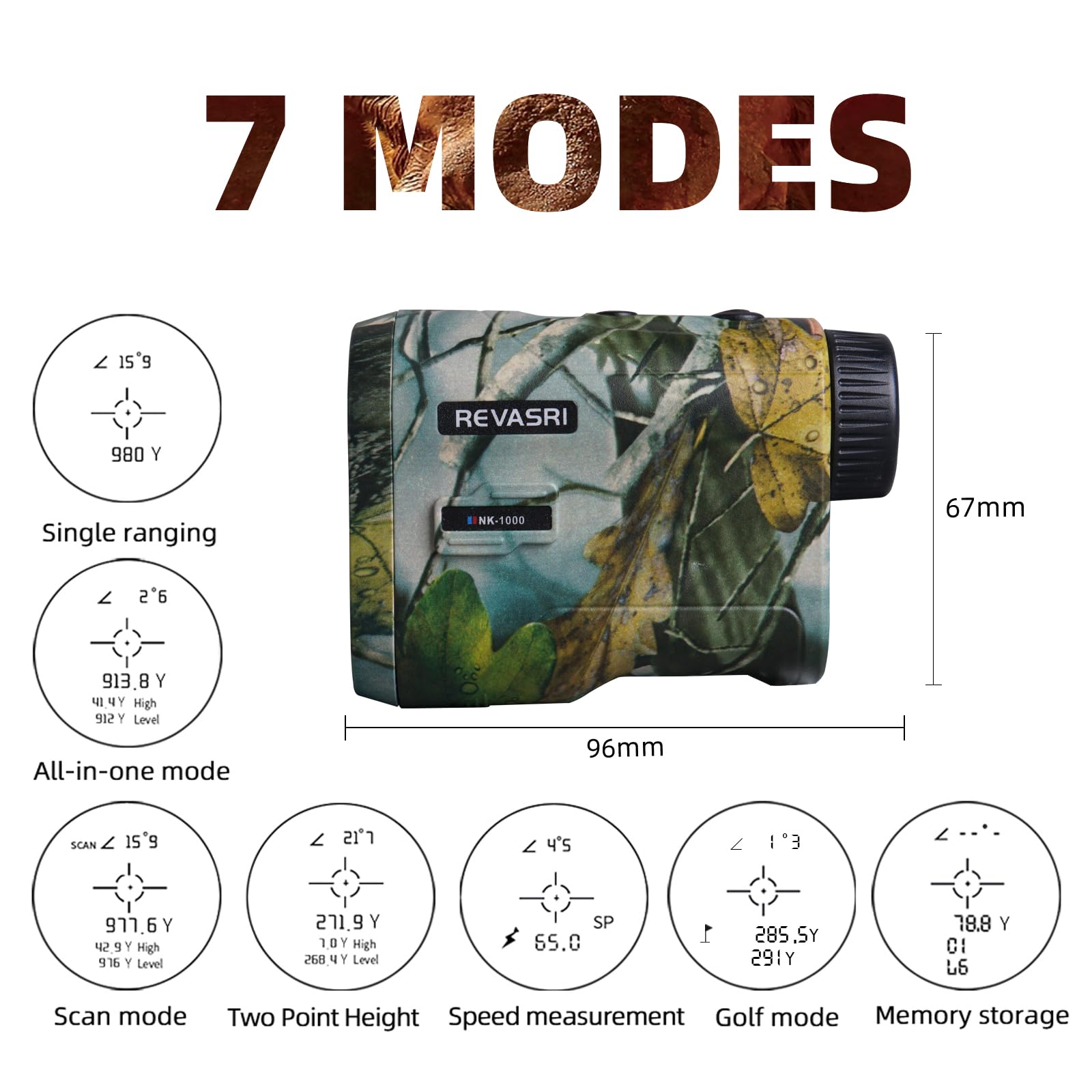 Revasri Hunting Laser Rangefinder With Rechargeable Battery 1000 Yards Hunting Range Finder With Target Acquisition Technology E